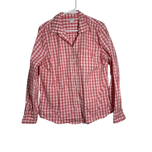 J. Crew Pink and White Checkered Button-Up Shirt - Picture 1 of 5